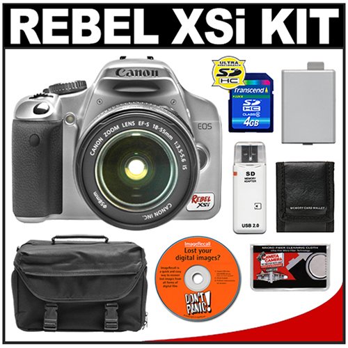 Canon EOS Digital Rebel XSi 12.2-Megapixel SLR Camera & Canon EFS 18-55mm f/3.5-5.6 IS Zoom Lens + 4GB SD Memory Card + LP-E5 Battery + Case + Cameta Bonus Accessory Kit
