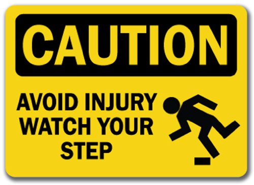 Caution Sign - Avoid Injury Watch Your Step with Graphic - 10 x 14 OSHA Safety Sign