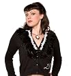 Lucky 13 Tonight Cardigan Elegant Black Feather adorned Pin Up Cardigan in retro Pin Up Girl Style SM - XXL