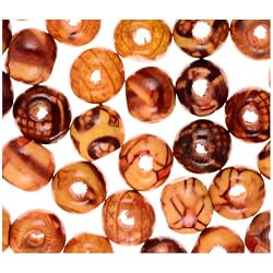 Printed Wood Beads, 9mm Barrel, 60pc Pkg (pack of 1)