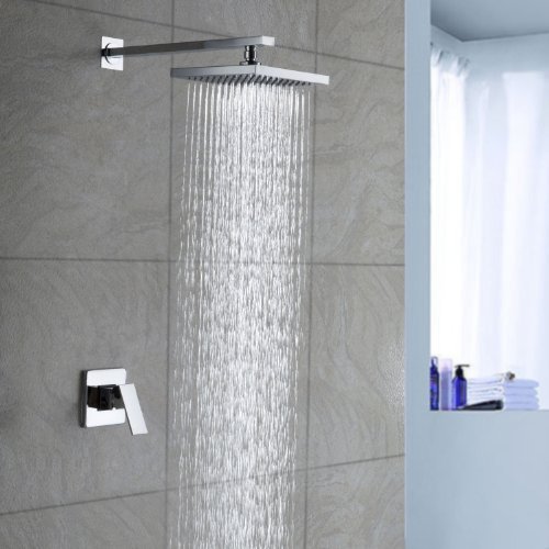 Lightinthebox Chrome Wall Mount Bathroom Bath Mixer Taps Fixed Rainfall Shower Head Single Handle Shower Faucet Chrome Lavatory Fixed Single Handle Shower Faucet Fixed Shower Head with Shower Arm