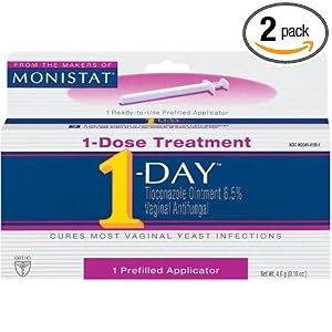 Monistat farmaci antifungini vaginale 1 - giorno, applicatori 0,16 once preriempita (Pack di 2)