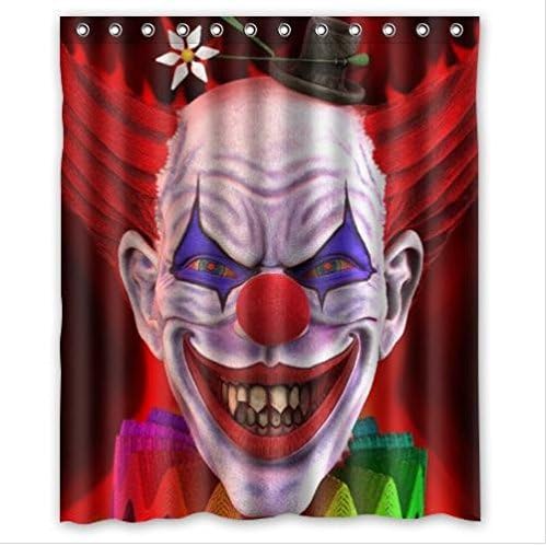 Evil Red Hair Clown Pattern Design Clown Custom 100% Polyester Waterproof Shower Curtain 60 x 72