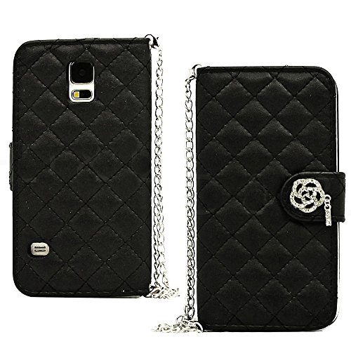 myLife Bolt Black - Zipper Design - Koskin Faux Leather (Card, Cash and ID Holder + Magnetic Detachable Closing + Hand Strap) Slim Wallet for NEW Galaxy S5 (5G) Smartphone by Samsung (External Rugged Synthetic Leather With Magnetic Clip + Internal Secure Snap In Hard Rubberized Bumper Holder)