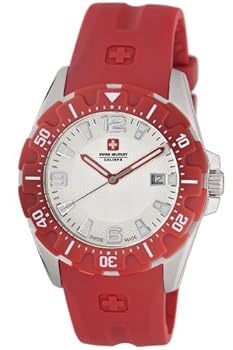 Swiss Military - SM-49 - Montre Homme - Quartz Analogique - Cadran Rouge - Armband Kautschuk Rouge Swiss Military - SM-49 - Montre Homme - Quartz Analogique - Cadran Rouge - Bracelet Caoutchouc Rouge