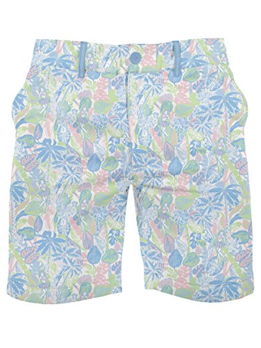Men's Tropical Hula Print Shorts - X80 Ultra-Soft Elastic Button Short Shorts