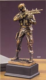 Army Soldier Statue Bronze Color Resin Sculpture 11.5