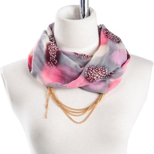 4 Season Long Infinity chiffon Fashion scarf necklace 3 layers chain agate bead