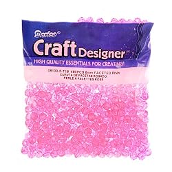 Faceted Beads, 6mm, Pink Trans, 480pc Pkg