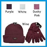 Ladies Chunky Knit Thinsulate Fleece Lined Ski Hat & Gloves