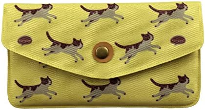 Ulzzang Women's Cloth Cartoon Cat Clutch Wallet (Yellow)