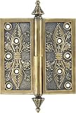 5 Solid Brass Right Hand Pintel Hinge With Decorative Steeple Tips