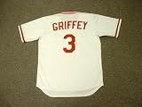 KEN GRIFFEY JR. Cincinnati Reds 1970's Majestic Cooperstown Throwback Home Baseball Jersey, XL