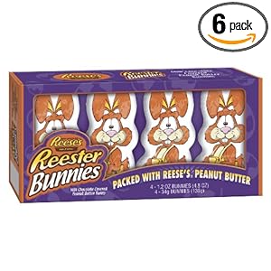 Reese's Easter Peanut Butter Reester Bunnies, 4-Count Packages (Pack of 6)