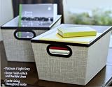 Set of Two Decorative Storage Crates Boxes with Linen & Leatherette Finishes