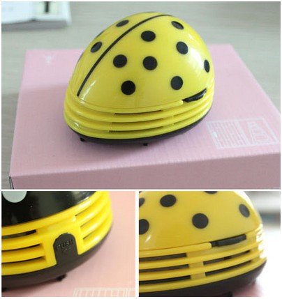 niceeshop(TM) Electric Table Vacuum Cleaner Mini Dust Cleaner Yellow Beetles Prints Design