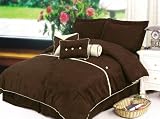 Review KingLinen  / 5Pcs Twin Oxford Chocolate Micro Suede Comforter Set