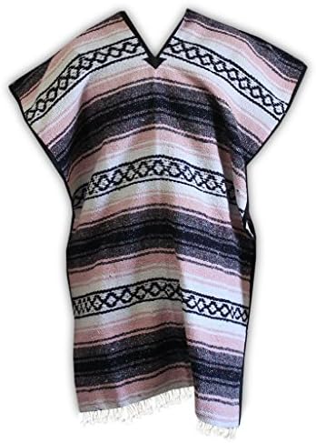 Del Mex Classic Mexican Blanket Poncho, Pink