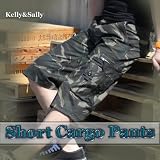 ショートカーゴパンツ　迷彩　ショートパンツ　メンズ　ハーフパンツ　ダークカーキ　［sc1］