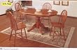 Rich Oak Finish Pedestal Table/Arrow Back Windsor Chair