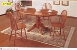 Rich Oak Finish Pedestal Table/Arrow Back Windsor Chair