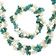 Pearl Freshwater Cultured White Turquoise Natural Stone Necklace 44" 3 Styles and Bracelet Bucasi