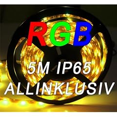 5m IP65 LED SMD RGB Streifen Strips Controller+24Tasten Fernbedienung+Netzteil gegen Spritzwasser gesch�tzt