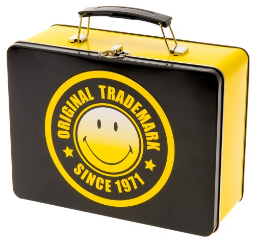 Present Time Smiley Old School Lunchbox tin black/yellow