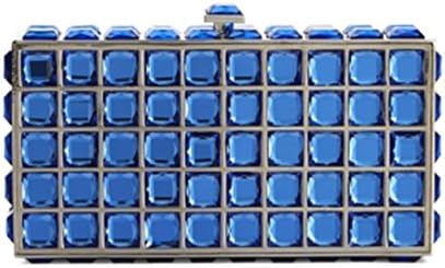 STEPHANIE NICOLE SASHA HANDBAGS SQUARE STONE CLUTCH ROYAL BLUE