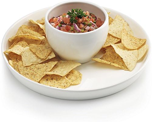 Exclusive 2 in 1 - Ceramic Chips and Dip Server and Cake Stand - Ceramic Cake Tray