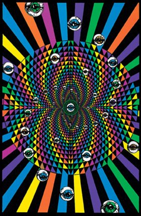 Op Eyes (Trippy Spirals) Flocked Blacklight Poster Print - 24