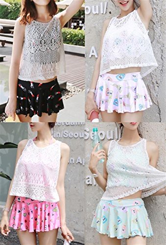 【PALERO・パレロ】選べる４色 レディース フレアバンドゥ 水着 着痩せ効果 フレアスカート レース レーストップス タンクトップ ボクサータイプ 日焼け防止 体型カバー タンキニ セパレート水着 ３点セット ４サイズ