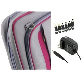PCMS 2n1 Combo - Samsung N130-13P 10.1-Inch Netbook Carrying Bag with AC Adapter Wall Charger - Pinn Series Lavender / Magenta