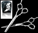 Kamisori Professional Hair Shears & Texturizer Set Katsumi Titanium Collection 5.5 Inches + Designer Snake Scissor Case