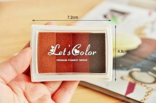 Blogger 6 Pcs 4 Color New style Creative Delicate DIY Oil Based Multi Colour Scrapbook Albums Gradient Stamp Ink Pad Inkpad For Rubber Stamps Paper + 1 Piece Wood Stamp(6pcs+1stamp)