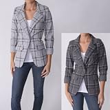 LA Kitty Brand Juniors Single Breasted Long Sleeve Plaid Blazer