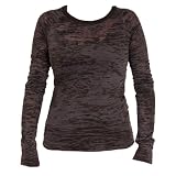 Long Sleeved Black All Over Cheer Print Burnout Burn Out Partially See through Tee, Fashion Forward! 5 Adult Sizes