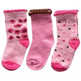 Luvable Friends Fashion Socks for Baby, 3 Pack, Pink, 6-18 Months
