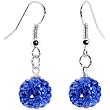 10mm Blue Austrian Crystal Ferido Ball Drop Earrings