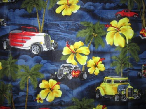 Men's Short Sleeve Hawaiian Aloha Tropical Island Shirt Vintage Rockabilly Hot Rod (Medium, Mult-Color)