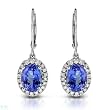 Earrings With 5.20ctw Precious Stones - Genuine Diamonds and Tanzanites in 14K White Gold Length 29mm