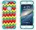 iPhone 6, DandyCase 2in1 Hybrid High Impact Hard Aqua Orange Red Yellow Chevron Pattern + Silicone Case Cover for Apple iPhone 6 (4.7