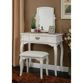 Enitial Lab Priscille 2-Piece Vanity and Stool Set, White