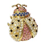 8GB Fashion Crystals Jewelry USB 2.0 Flash Memory Pen Drive Bug Gold Pendant for Necklace