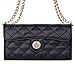 True Color Wallet Case Compatible with iPhone 6s Wallet Case - Premium Quilted Purse Style Cross Body Wallet Case Cover Clutch - Black
