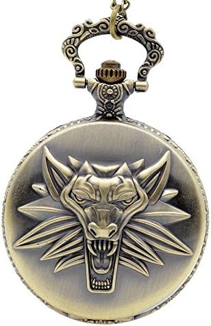 Game The Witcher 3: Wild Hunt Werewolf Bronze Quartz Pocket Watch Pendant Necklace Chain