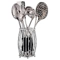 Edelstahl K�chenhelfer-Set mit praktischen Beh�lter 7-teilig, Suppenkelle. Fleischgabel, Kartoffelstampfer, Pfannenwender, Schaumkelle, Servierl�ffel, NEU + OVP