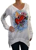 CHRISTIAN AUDIGIER Ed Hardy Sacred Heart Womens Shirt Hoodie Top