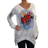 CHRISTIAN AUDIGIER Ed Hardy Sacred Heart Womens Shirt Hoodie Top
