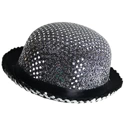 SILVER SEQUINS, BOWLER / DERBY DANCE RECITAL, COSTUME HAT ** Medium